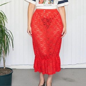 Fashion Brand Company Red Rose Lace Rosette Skirt